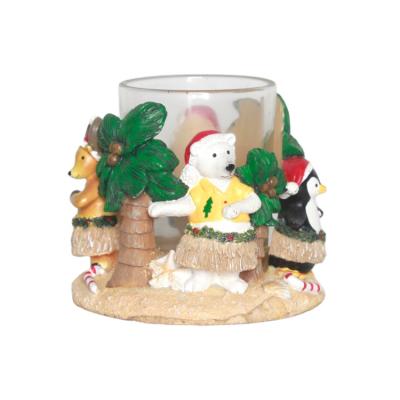 China Hot Selling Custom Handwork Christmas Candle Holder Resin Christmas Ornaments for sale