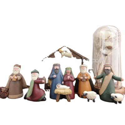 China Other Religious Items Resin Wholesale Family Figurine Holy Nativity Set for sale