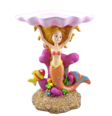 China Fruit World Tray With Mermaid 9.5 Inch Factory Price Desktop Decoration Resin Mermaid Figurine for sale