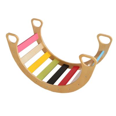 China Birch Poplar Enlightenment Education Toy Rainbow Ladder Children's Wooden Balance Shaking Board for sale