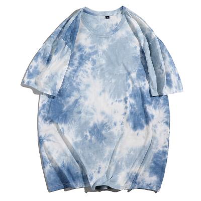 China 2021 Summer QUICK DRY Men's T-shirt Short Sleeve Tie-Dye Craft High Street Crewneck Pullover T-shirt for sale