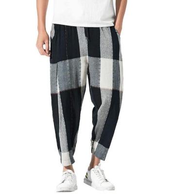 China European custom men's plaid cotton waist men's pants casual pants men's pants for sale