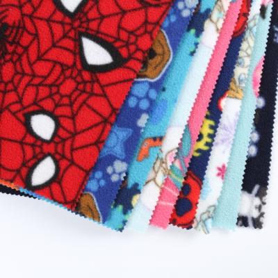 China Shrink-Resistant Novelty Cartoons Designs Simple Knitted Printed Spiderman Dinosaur Wholesale Cheap Types Shear Fabric For Kids Blanket for sale