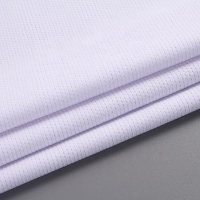 China Wicking Customized Plain Dye Solid Stretch Knitted Bird Eye Weft White Mesh Fabric For Sport Wear for sale