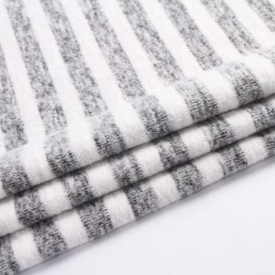 China TR spandexyarn white and gray cashmere stripe dye viable brush hacci knit fabric for sale