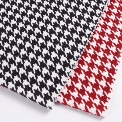 China OEM viable brand black and white 100% polyester houndstooth cashmere hacci fabric knitted 2020 for sale