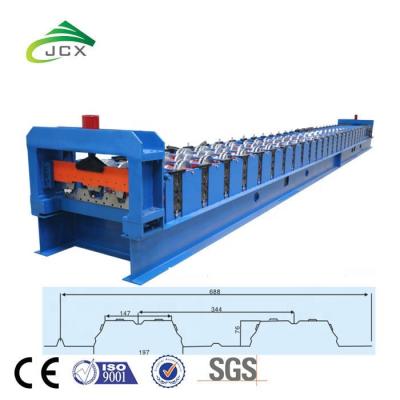 China Hotels Automatic Roll Glazed Tile 688 Former Foor Decking Roll Forming Machine for sale