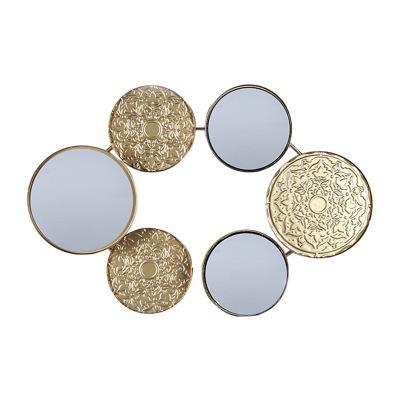 China Creative Design Metal Wall Luxury Modern Home Decor Round Mirror Comb Art Gold Metal Wall Decoration for sale