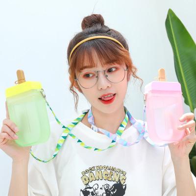 China Custom Cute Casual Hot Selling LOGO Plastic LOGO Plastic INS Student Girl Student Creative Beach Ice Cream Water Bottle Water Cup For Kids for sale