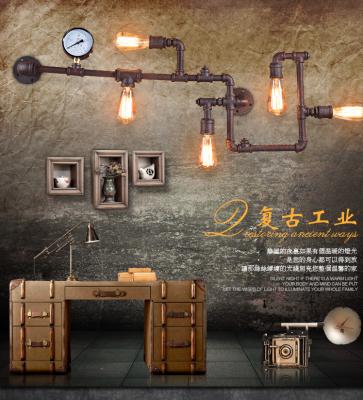 China Exquisite Vintage Edison Industrial Lighting Wall Mount Light Rustic Antique 5 Bulb Pipe 9.19-5 Lamp for sale