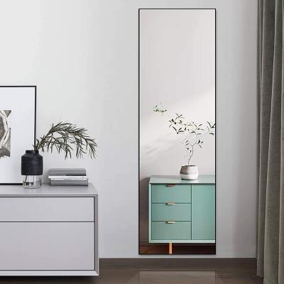 China Aluminum Alloy Minimalist Living Room Metal Frame Mirror Floor Full Mirror Rectangle Wall Mounted Mirror for sale