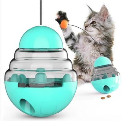 China Funny Stick Cat Tumbler Sustainable Cat Food Ball Cat Toys Absent Educational Pet Driver for sale