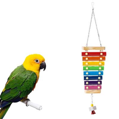 China Viable Hot Sale Parrot Amazon Wholesale Iron Xylophone Wooden Squeak Toy For Pet Bird for sale