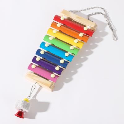 China Viable Wooden Iron Xylophone Squeak Pet Parrot Bird Pet Chicken Dog Toys for sale