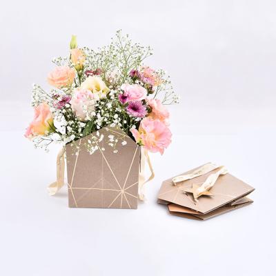 China Disposable Waterproof Custom Gift Kraft Paper Flower Box Luxury Bag for sale