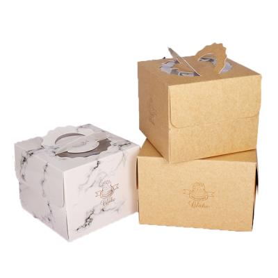 China Recycled Materials Custom Design Birthday Wedding Gift Wrapping Handle Cake Clear Paper Box With Clear Window for sale