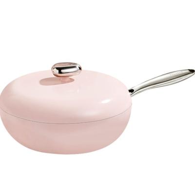 China Factory source viable non-set stick aluminum alloy cookware with attractive color cover lid wok pan for sale