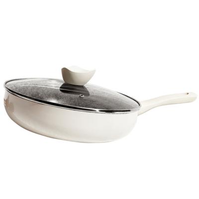 China Velosan Cute High Quality 20/24/28cm Pan Marble Coating Fry Pan Nonstick Frying Pan with Induction Bottom for sale