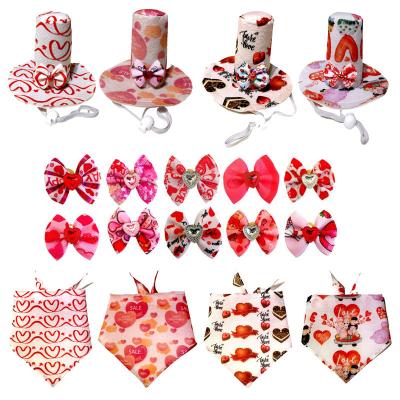 China Valentine's Day Plaid Pet Bandanas Dog Cat Bibs Scarf Bandana Saliva Adjustable Custom Towel Stocked for sale