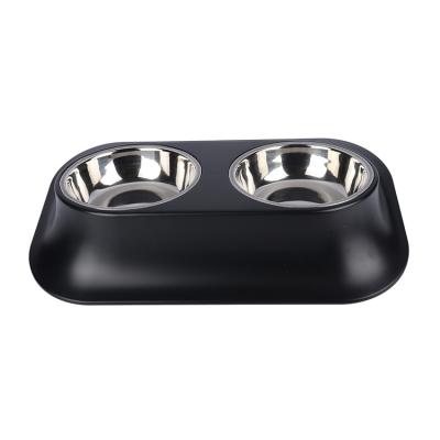 China Wholesale Outdoor Pet Stocked Feeding Bowl Portable Travel Dog Feeding Water And Food Double Bowl for sale