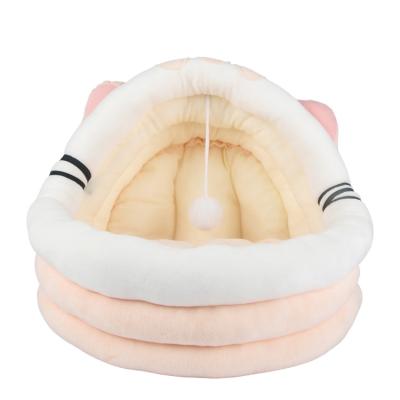 China Comfortable Sleep Pink Fur Memory Foam Dog Bed Kitty Teddy Kennel Cat Cushion Bed Breathable Comfortable Pet Beds for sale