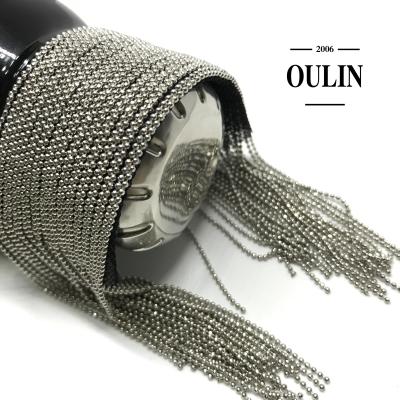 China 2019 viable hot selling brass ball chain fringes lace up trims using ball chain tassels stitching on clothes for sale