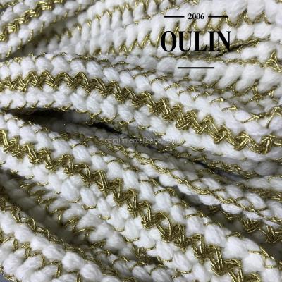 China Can be customized gold and white color cotton embroidery ribbons strips lace up tying type lace trim mix color lace trim decoration trim for sale