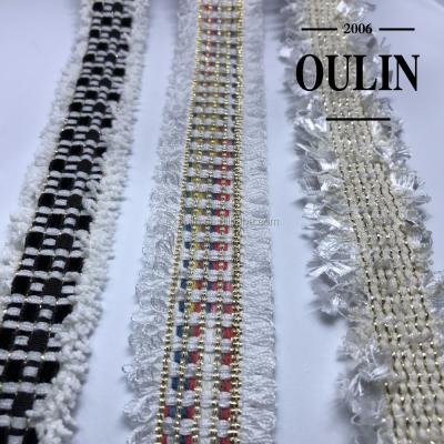 China Can Be Customized 2018 Black Ribbon Bands New Design Fancy Ribbon Bands Fashion Week Design Warm Fancy Ribbon With Beads For Winter Clothes for sale