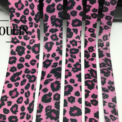 China Bags Pink Color Stripe Leopard Print Ribbons Using On Fashion Women Clothing Designs Hot Selling Ribbons for sale