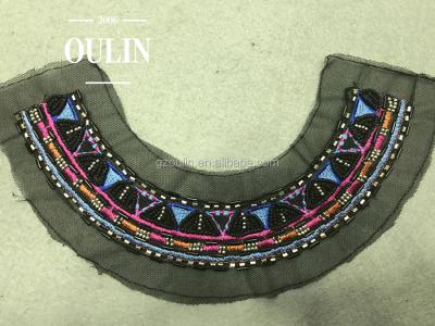 China Workable Garment Trim Bulk Price Collar Design Embroidery Beaded Type Neckline Trimmings Collar Embroidery For Garments for sale