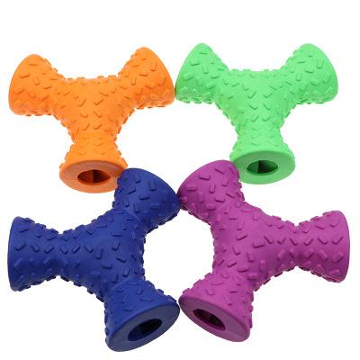 China Dropshipping Stocked Three-way Missing Toy Pet Bite-Resistant Feeding Toy Pet Food Molar Tooth Cleaning Toy for sale