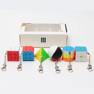 China Mini 6 in1 gift box lovely magico 3x3 magico pendant 3x3x3 cube key chain puzzle cube toys in1 gift box for sale