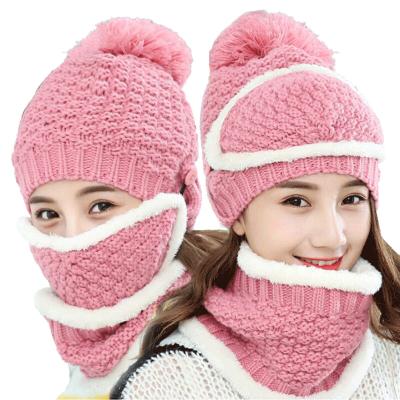 China 2021 New Design Fashion Lady Women Supper Warm Knitted Woven Beanie Hat High Quality COMMON 4 Piece Set for sale