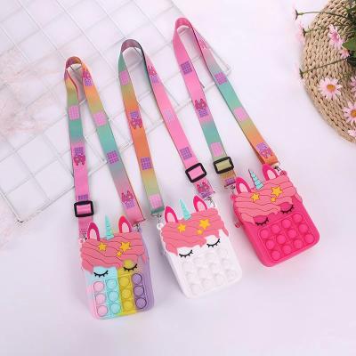 China Fashoion Fashion Push Bubbles Toy Rainbow Unicorn Kawaii Coin Purse Children Wallet Ladies Bag Silica Gel Dimple Fidget Simple Toy for sale