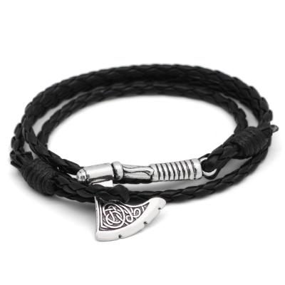 China Religious Black And Brown Leather Men's Bracelets Multilayer Rope Cord Bracelets Men Braided Bracelets Men Jewelry for sale