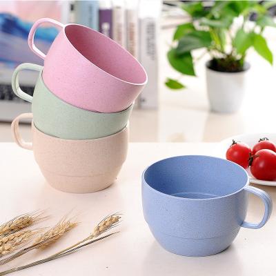 China Wheat Fiber Straw Coffee Cup Lovely Cute Coffee Tea Milk Breakfast Cup Viable Couple Fashion Drinking High Beverages Water Cups for sale