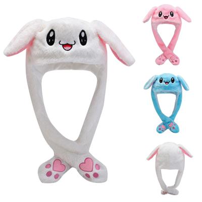 China 2021 New JOINT Rabbit Women's Hat Beanie Plush Can Moving Bunny Ears Hat With Shine Earflaps Moving Ears Hat for sale