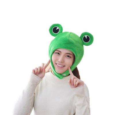 China COMMON Big Funny Frog Eyes Toy Green Headgear Hat Cosplay Costume Winter Festival Dress Up Cartoon Plush Hat Props Photo Props for sale