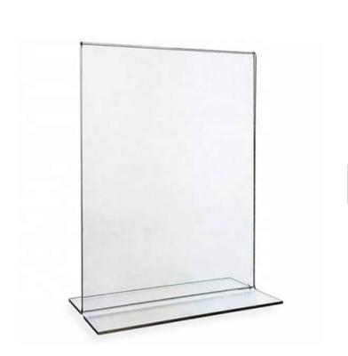 China Factory Customized Mordern A4 A5 A6 T Shaped Clear Acrylic Menu Card Holder Sign Holder for sale