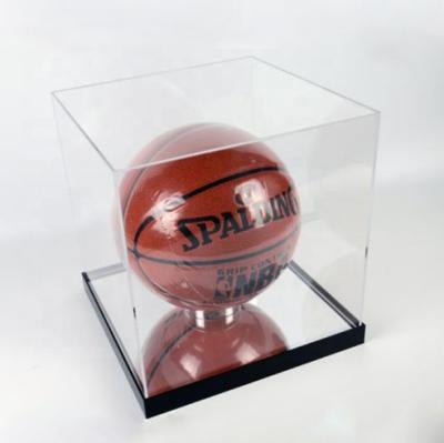 China Fashional Wholesale Custom Design Square Acrylic Basketball Display Storage Rack Box Tennis Ball Showcase for sale