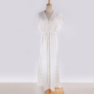 China 100% Polyester White Long Kaftan For Women Girls 2021 New Shawl Kimono Summer Sun Protection Soft Cape Slim Beach Suit For Bikini for sale