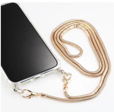 China Women Cell Phone Accessories Phone Cases With Metal Chains Girls Polyester Wrist Strap Fashion Custom Accessories Phone Necklaces for sale