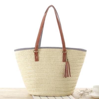 China Straw Handbag Used Daily For Women Girls 2021 New Fashion Cross - Body Bag Summer Custom Beach Oversized Shoulder Bag With Tassel for sale