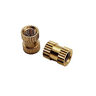 China Heavy Industry Customized Brass Hot Cast Inserts Injection Molding Brass Knurled Threaded Nuts For Plastic for sale