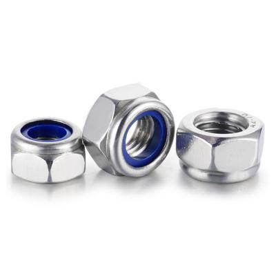 China Heavy industry 304 stainless steel nylon lock nut non-return locking lock nut non-slip self-locking nut for sale