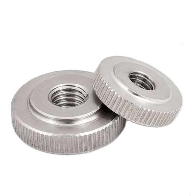 China Round 304 Stainless Steel GB807 Single Layer Flat Head Nut Knurled Flat Thin Nut Solid Nut M3M4M5M6M8M10 for sale