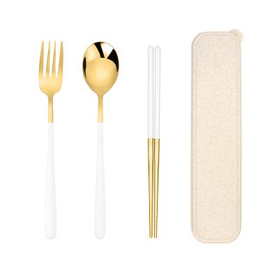 China Jieyang Factory Stainless Steel Sustainable Gold Forks Bulk Flatware Sustainable Set With Case for sale