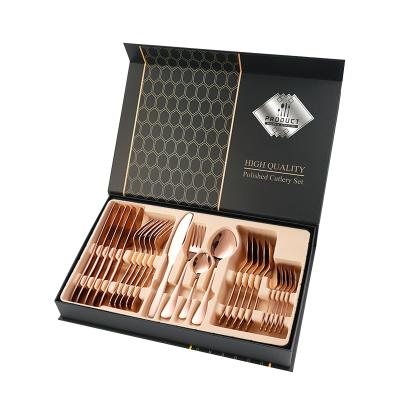 China Sustainable Stainless Steel Flatware Set 24PCS In A Cutlery Set With Box For Wedding Gift for sale