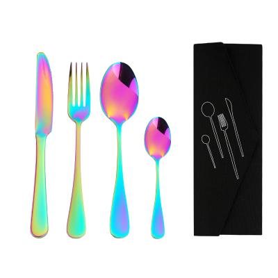 China 4PCS Sustainable Sustainable Customized Logo Portable Outdoor Travel Flatware Chopsticks Fork Spoon Cutlery Set Black Bag for sale