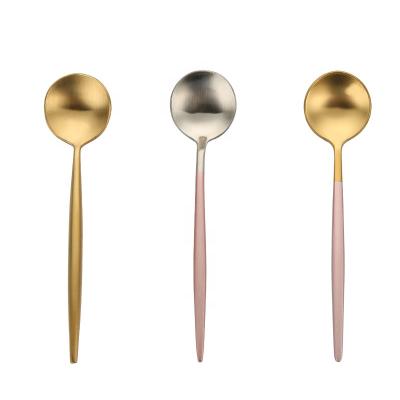 China INS Wind Tea Spoon 304 Stainless Steel Teaspoon Viable Colorful Dessert Spoon for sale